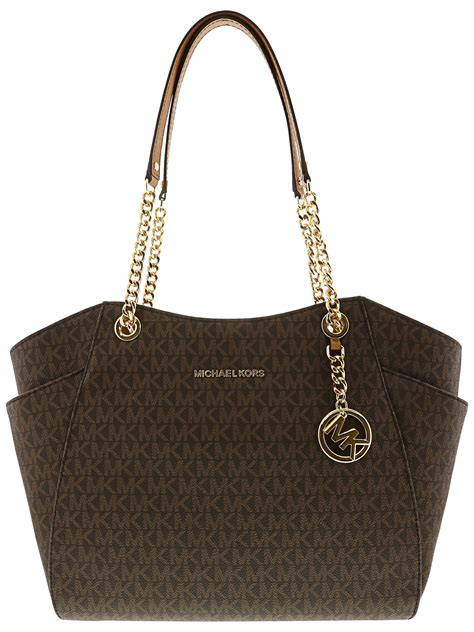 michael kors jet set leather tote large|Michael Kors jet set brown.